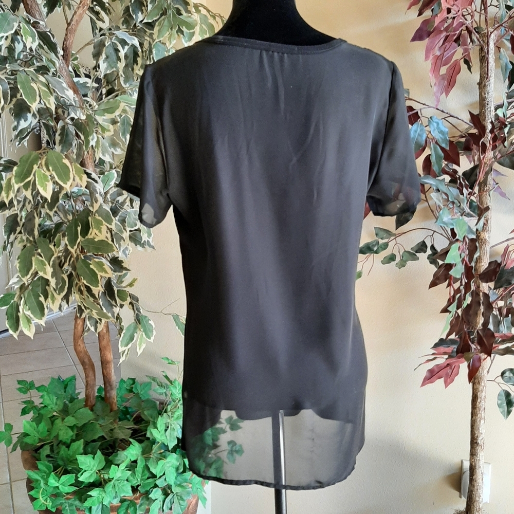 DOCAL Rhinestone Embellished Black Top, Size: Large - Picture 4 of 7